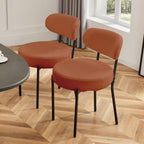 JIOABL Dining Chairs, Boucle Upholstered Kitchen Chairs with Curved Backrest & Metal Legs, Mid Century Modern Round Dining Room Chairs for Vanity, Living Room