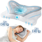 JIOABL Ergonomic Contour Memory Foam Pillows, Cervical Neck Pillow with Cooling Case for Neck Pain Relief