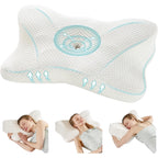 JIOABL Ergonomic Contour Memory Foam Pillows, Cervical Neck Pillow with Cooling Case for Neck Pain Relief