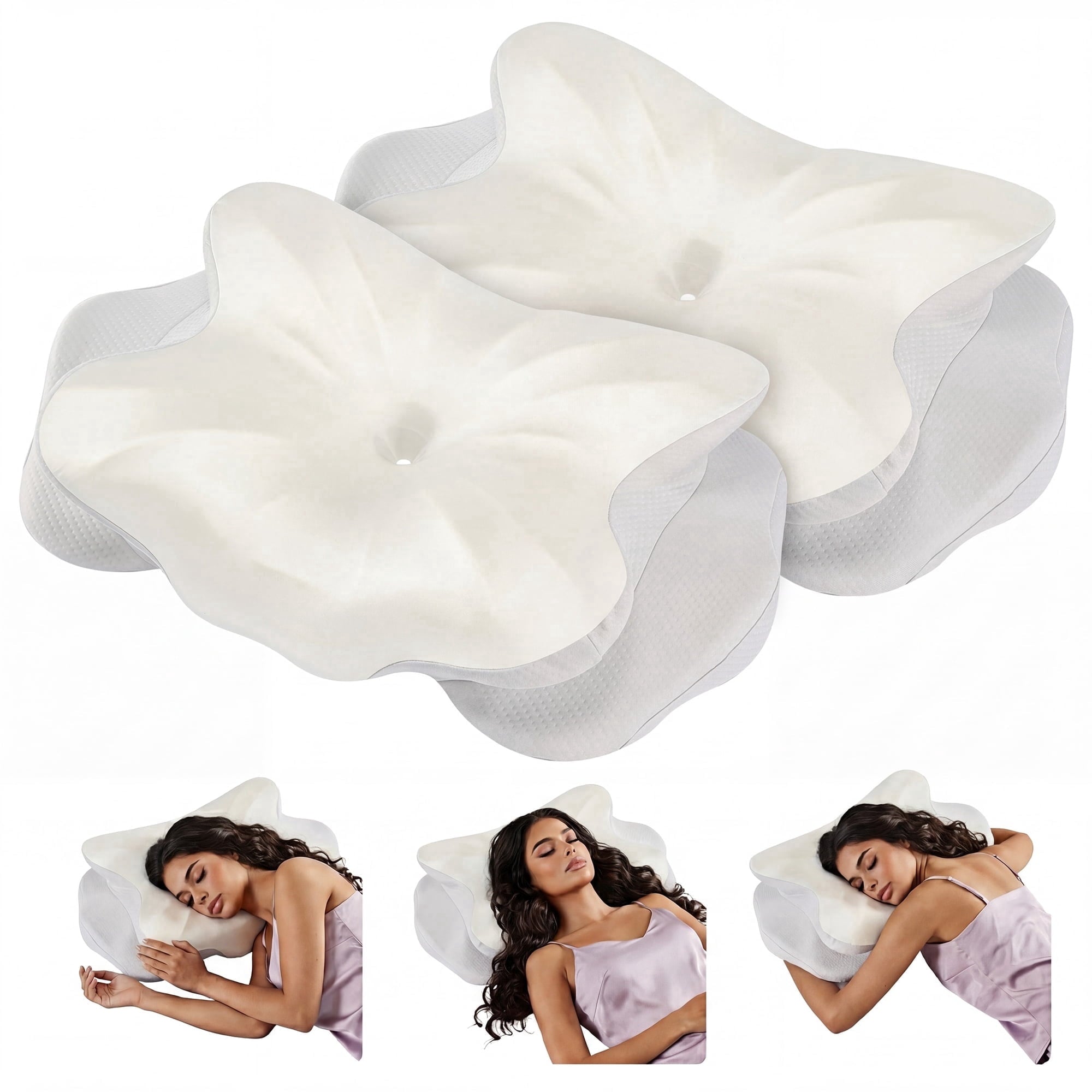 JIOABL Cervical Memory Foam Pillow, Contour Design with 2 Heights, Breathable Cover, Neck Support for Side Back Sleepers