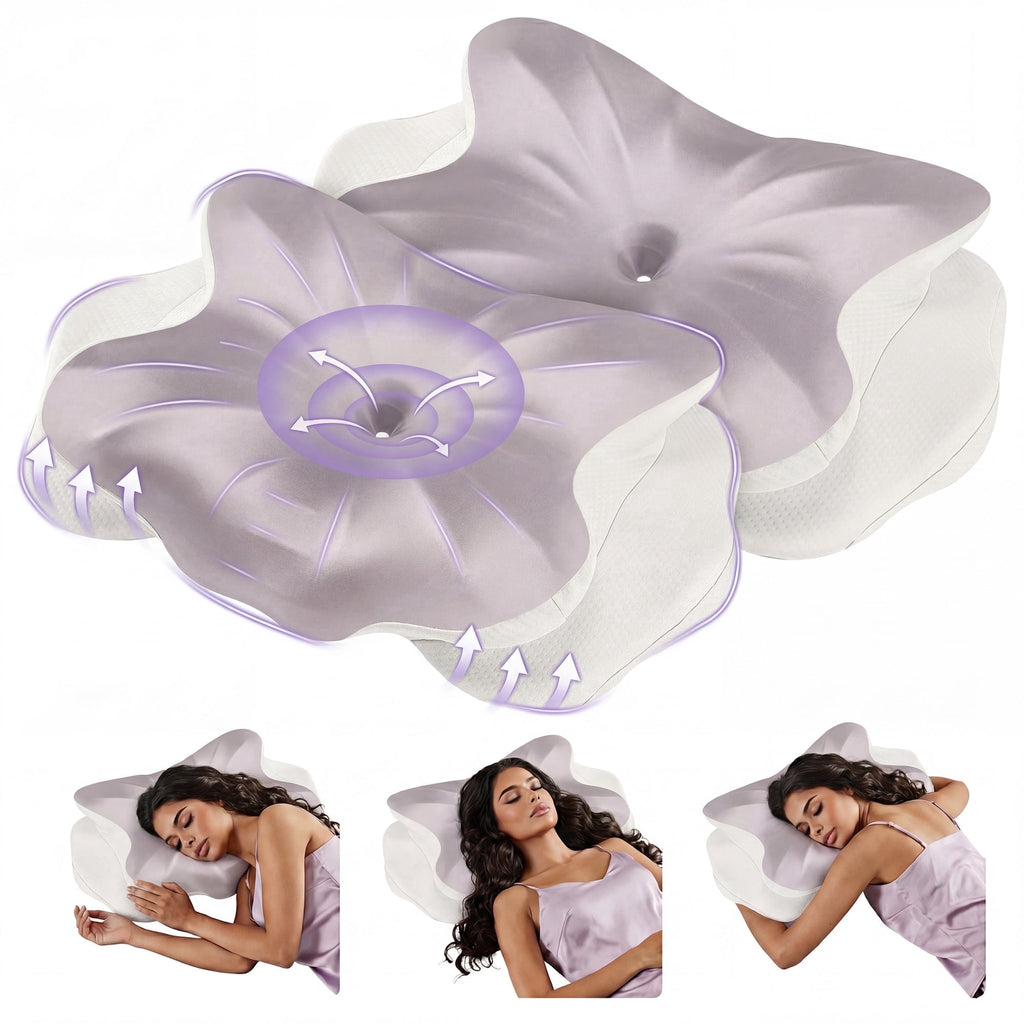 JIOABL Cervical Memory Foam Pillow, Contour Design with 2 Heights, Breathable Cover, Neck Support for Side Back Sleepers