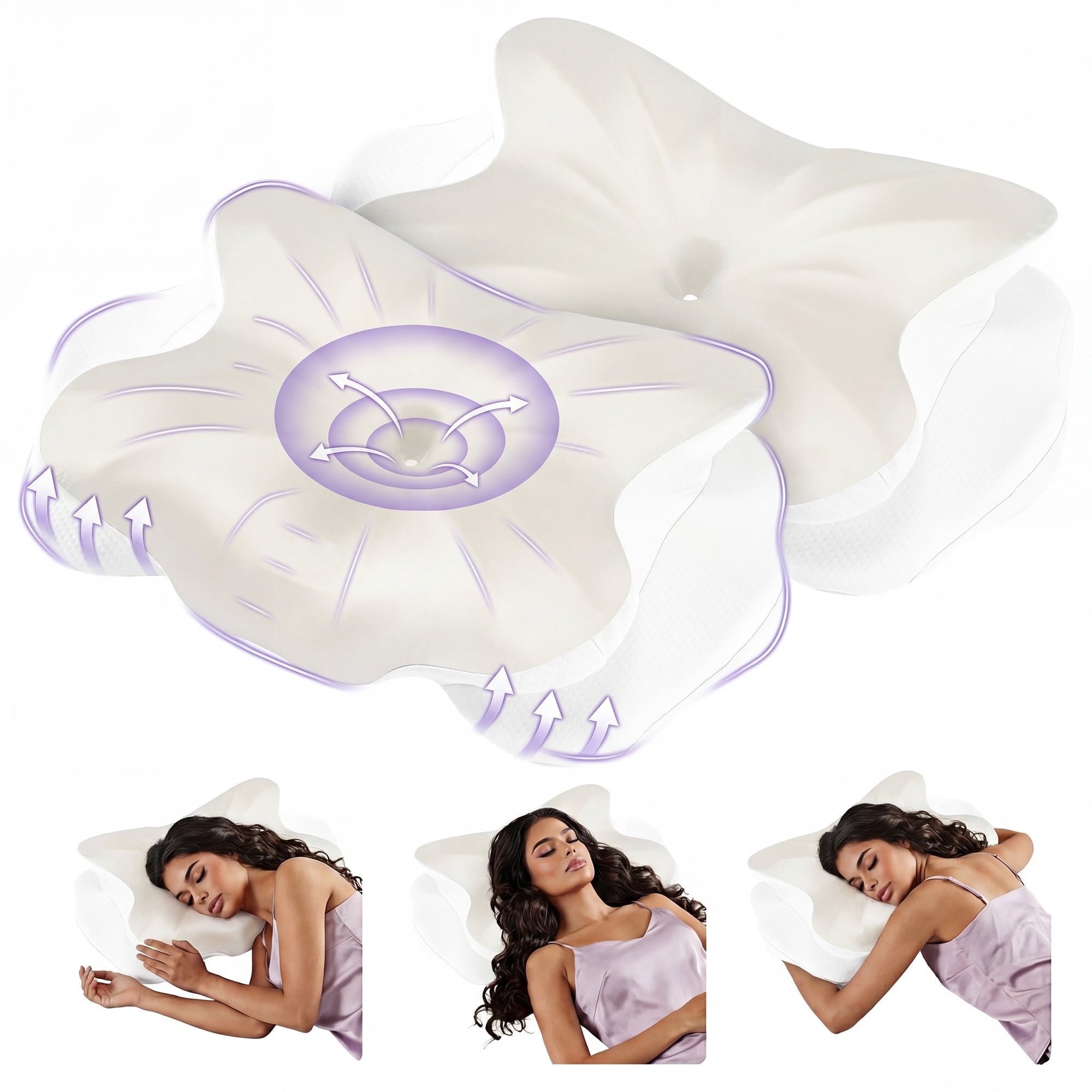 JIOABL Cervical Memory Foam Pillow, Contour Design with 2 Heights, Breathable Cover, Neck Support for Side Back Sleepers