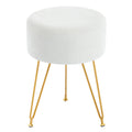 JIOABL Ottoman Foot Stool & Vanity Stool, 350lbs Capacity, Thick Cushion, Gold Metal Legs, for Bedroom & Living Room