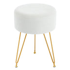 JIOABL Ottoman Foot Stool & Vanity Stool, 350lbs Capacity, Thick Cushion, Gold Metal Legs, for Bedroom & Living Room