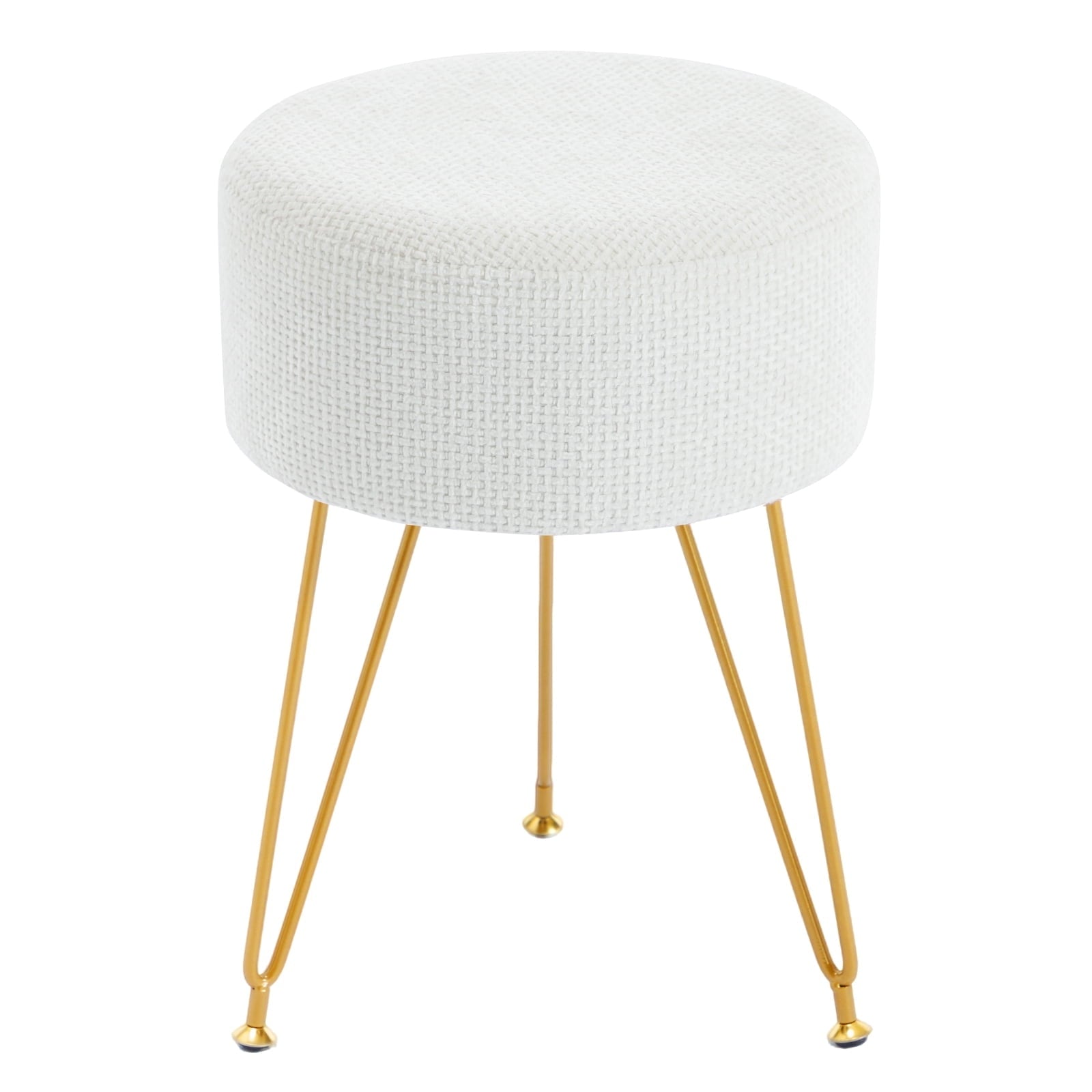 JIOABL Ottoman Foot Stool & Vanity Stool, 350lbs Capacity, Thick Cushion, Gold Metal Legs, for Bedroom & Living Room