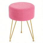 JIOABL Ottoman Foot Stool & Vanity Stool, 350lbs Capacity, Thick Cushion, Gold Metal Legs, for Bedroom & Living Room
