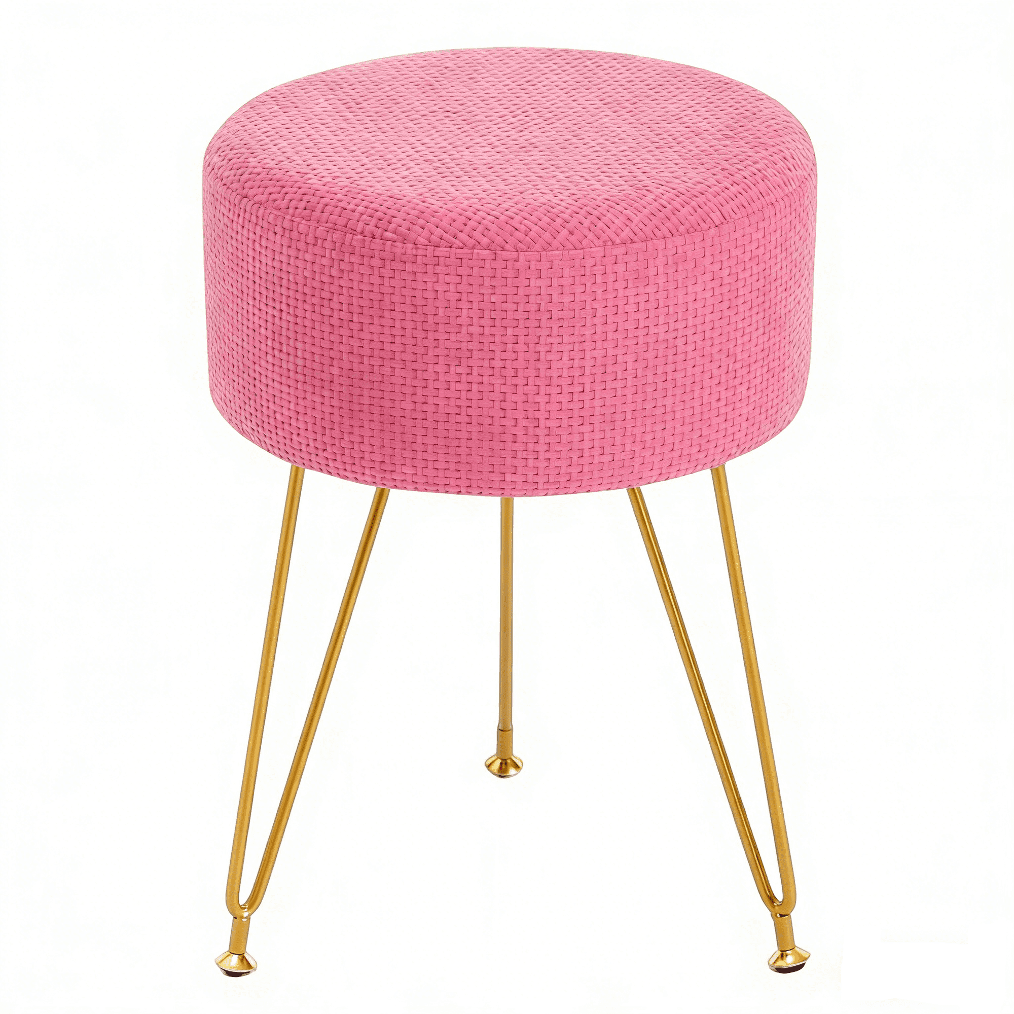JIOABL Ottoman Foot Stool & Vanity Stool, 350lbs Capacity, Thick Cushion, Gold Metal Legs, for Bedroom & Living Room