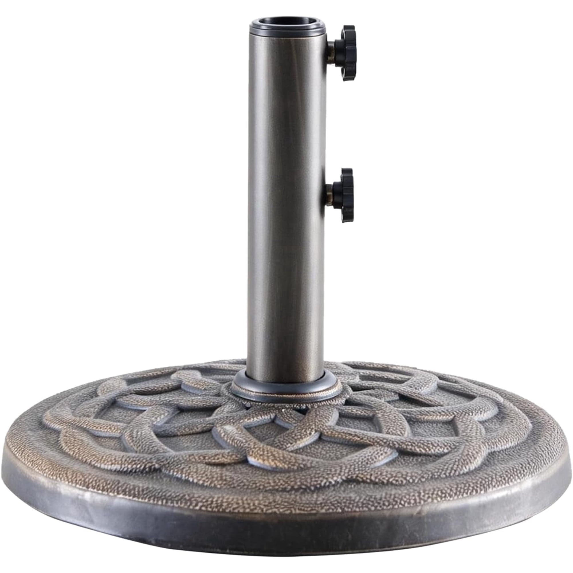 JIOABL Patio Umbrella Base with 2 Removable Pole Adapters, Heavy Duty Resin & Iron Stand, Waterproof, UV-Resistant, Adjustable