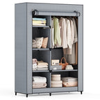 JIOABL Portable Clothes Rack with Shelves, Freestanding Closet Organizer with Hanging Rods for Bedroom, Entryway
