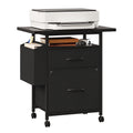 JIOABL Rolling Printer Stand with 2 Fabric Drawers, Storage Shelf, Side Organizer Bag and Lockable Wheels for Home Office
