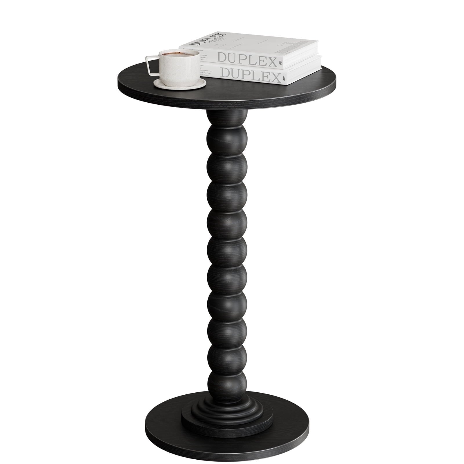 JIOABL Round Side Table, Small End Table with Waterproof MDF & Solid Wood Leg, Compact Space-Saving Accent Table for Living Room, Bedroom or Corners