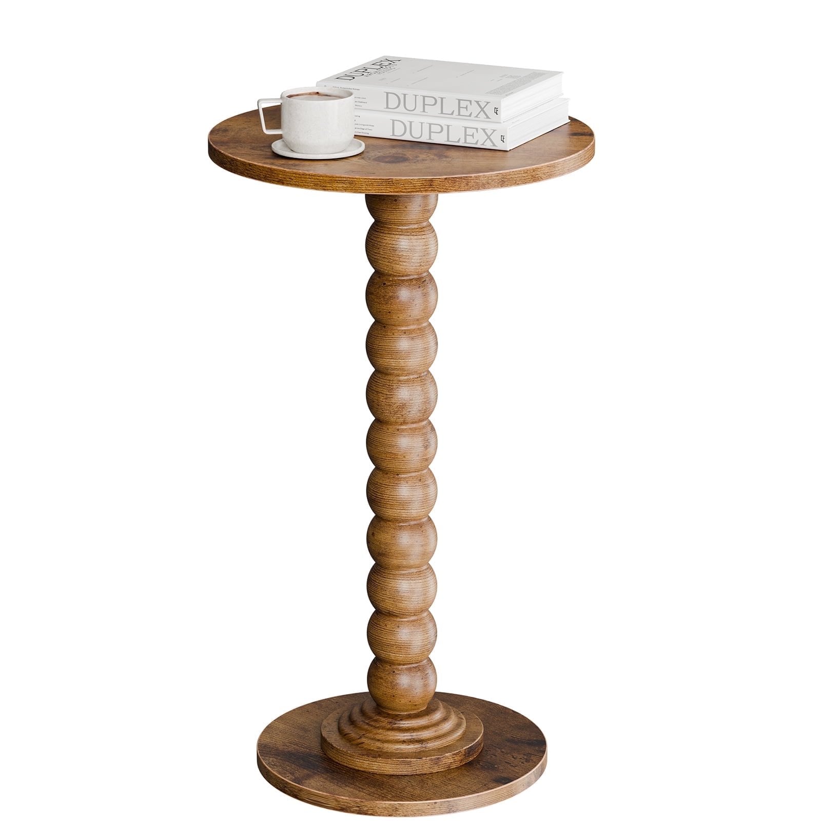 JIOABL Round Side Table, Small End Table with Waterproof MDF & Solid Wood Leg, Compact Space-Saving Accent Table for Living Room, Bedroom or Corners