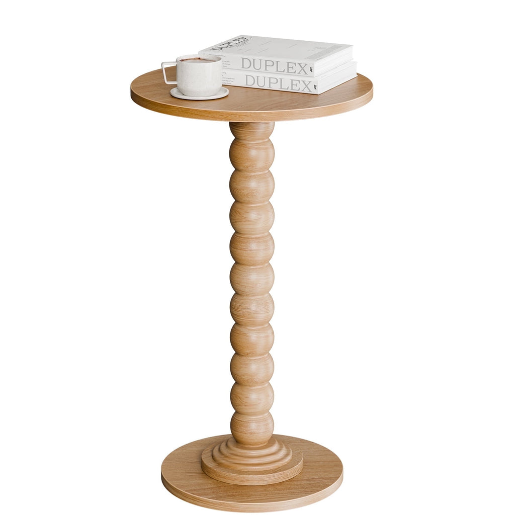 JIOABL Round Side Table, Small End Table with Waterproof MDF & Solid Wood Leg, Compact Space-Saving Accent Table for Living Room, Bedroom or Corners