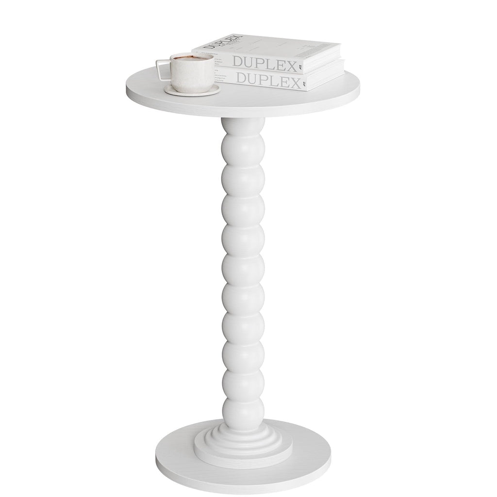 JIOABL Round Side Table, Small End Table with Waterproof MDF & Solid Wood Leg, Compact Space-Saving Accent Table for Living Room, Bedroom or Corners