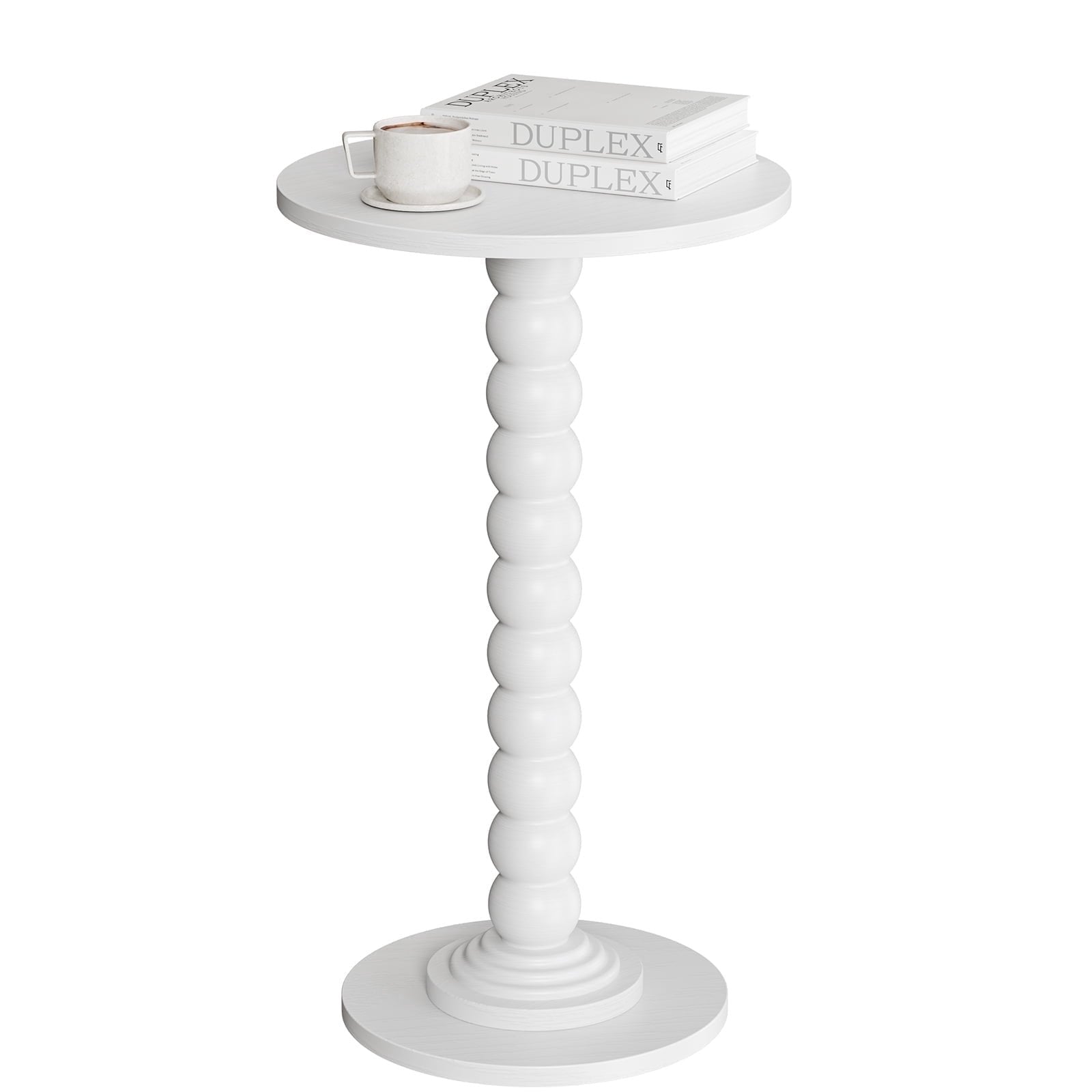 JIOABL Round Side Table, Small End Table with Waterproof MDF & Solid Wood Leg, Compact Space-Saving Accent Table for Living Room, Bedroom or Corners