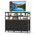 JIOABL TV Stand with  Fabric Drawers & Power Outlet, LED TV Console with USB & Type-C, Storage Dresser for Living Room