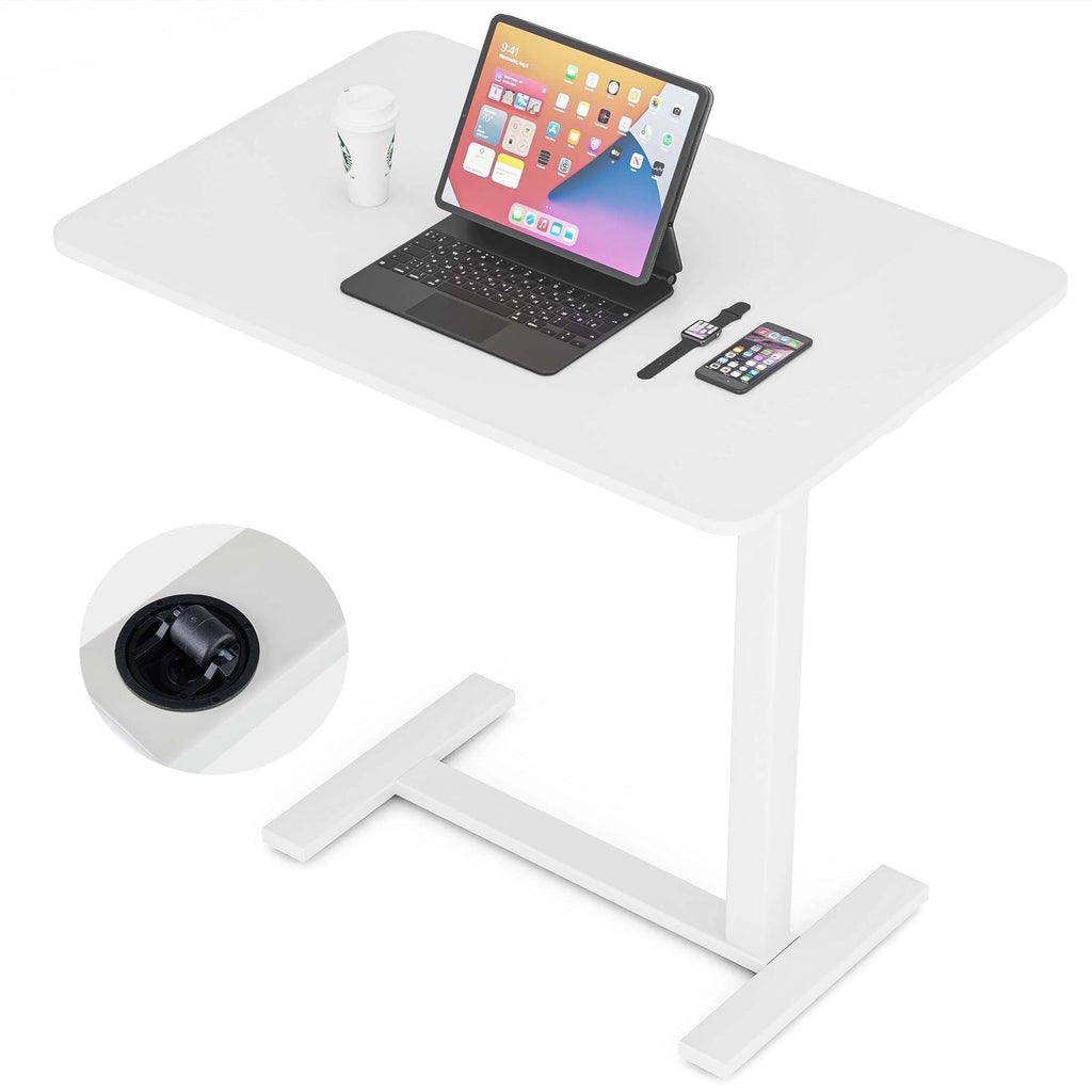 JIOABL Adjustable Overbed Bedside Table with Hidden Wheels for Hospital