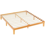 JIOABL Wood Bed Frame, 12in Wooden Platform Bed Frame with Support Slats, No Spring Needed, Storage Space Under Base, Natural Pine