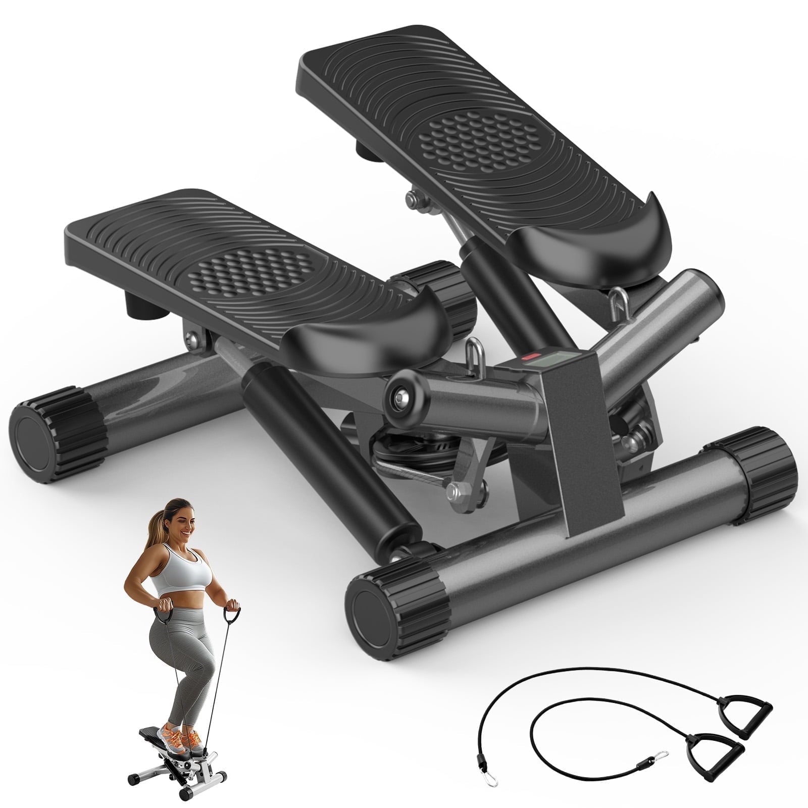 JIOABL Mini Steppers Machine with Resistance Bands for Home Exercise , 300lbs Capacity