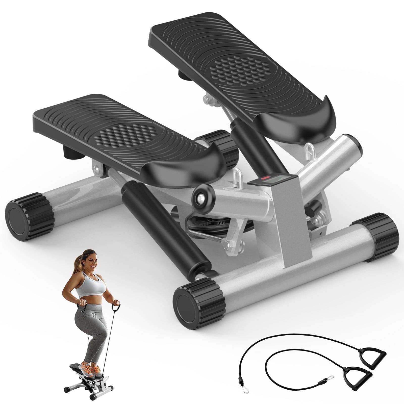 JIOABL Mini Steppers Machine with Resistance Bands for Home Exercise , 300lbs Capacity