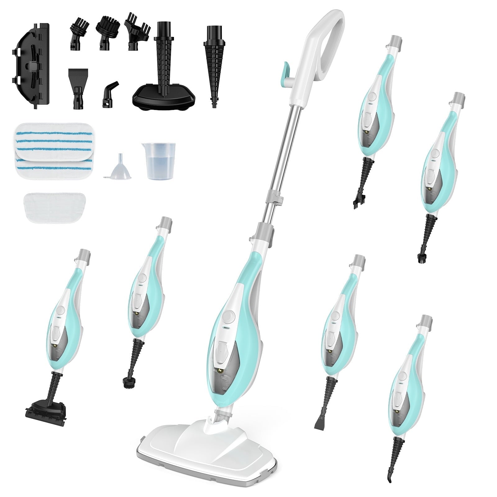 JIOABL 10-in-1 Steam Mop with Handheld Steamer for Hardwood, Tile and Laminate Floors, Multi-Function Cleaner