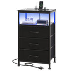JIOABL Nightstand with USB & Type-C Charging, Fabric Drawers, Metal Frame