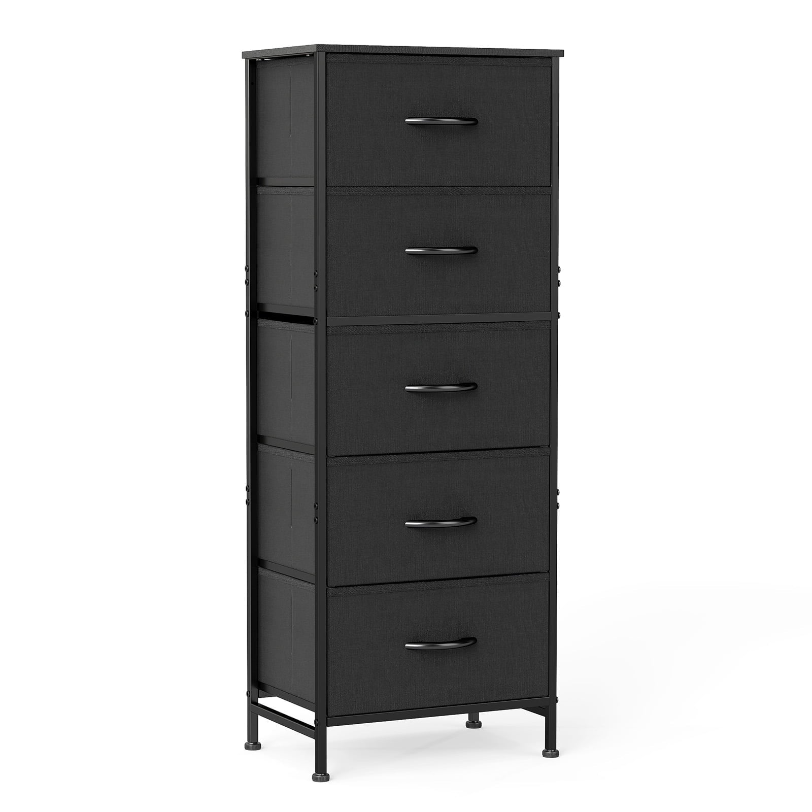 JIOABL 5-Drawer Fabric Dresser with Metal Frame and Wooden Top TV Stand - Perfect for Clothes, Living Room, Hallway, Entryway