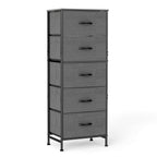 JIOABL 5-Drawer Fabric Dresser with Metal Frame and Wooden Top TV Stand - Perfect for Clothes, Living Room, Hallway, Entryway