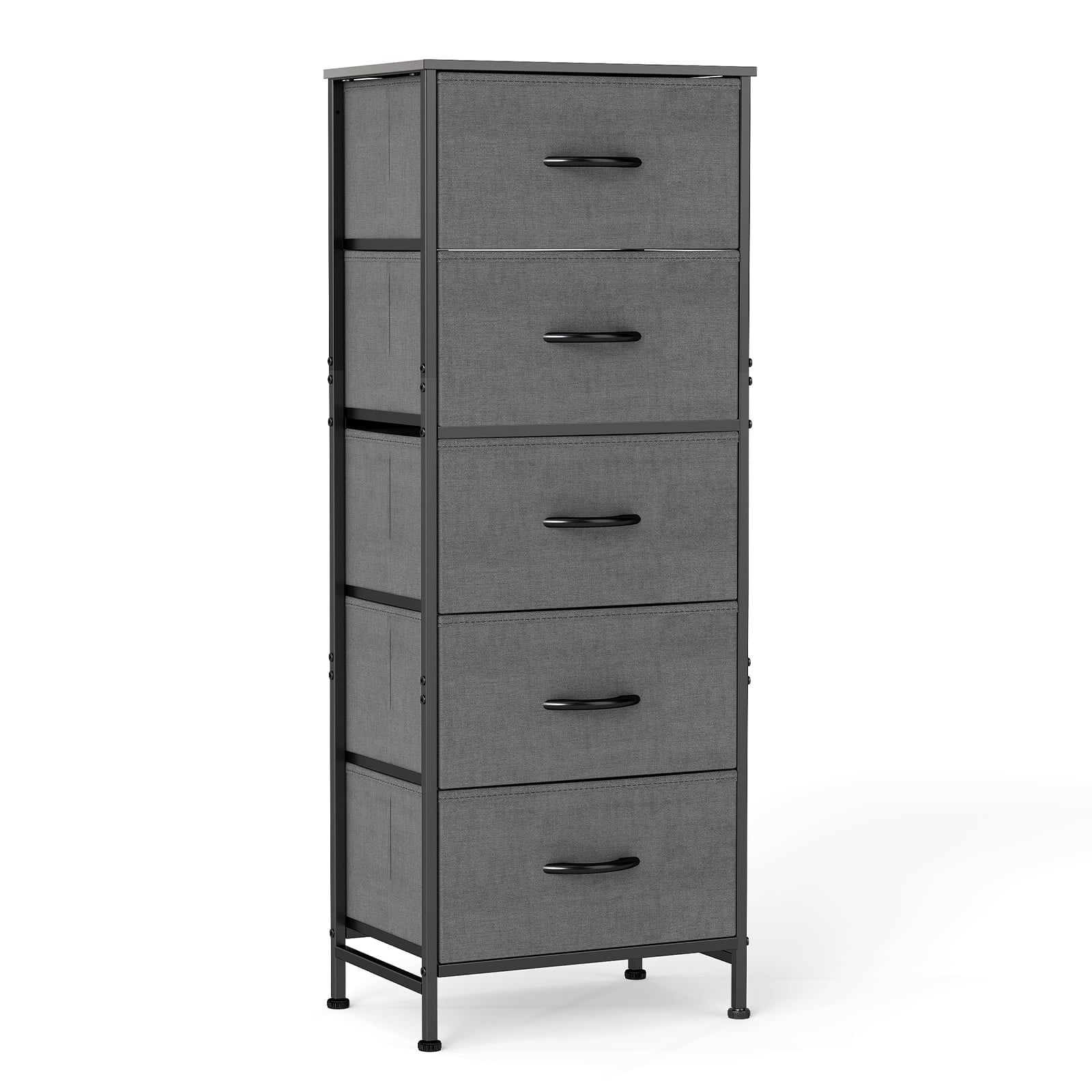 JIOABL 5-Drawer Fabric Dresser with Metal Frame and Wooden Top TV Stand - Perfect for Clothes, Living Room, Hallway, Entryway