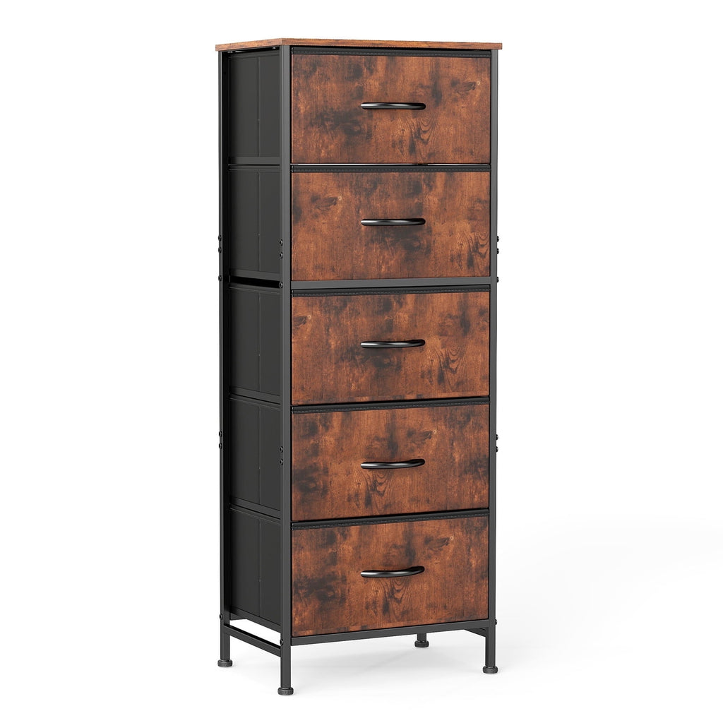 JIOABL 5-Drawer Fabric Dresser with Metal Frame and Wooden Top TV Stand - Perfect for Clothes, Living Room, Hallway, Entryway