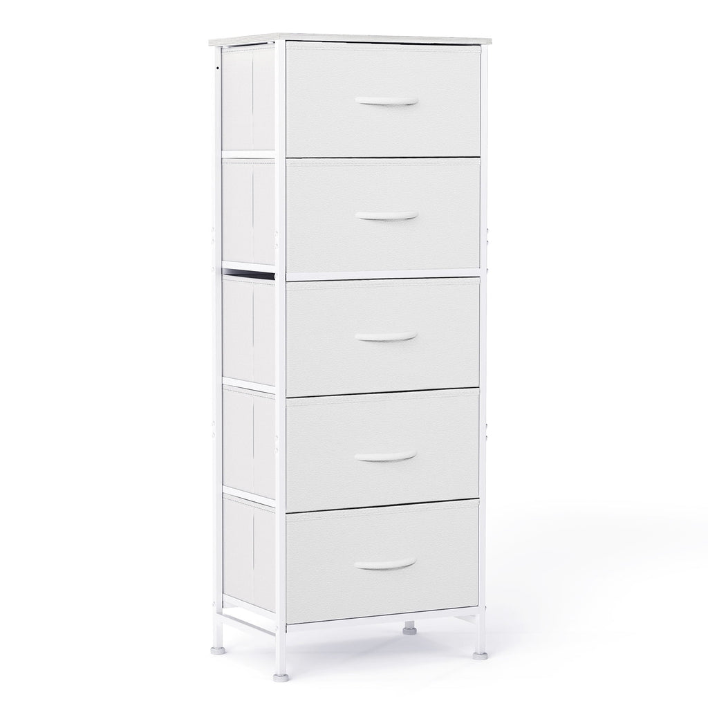 JIOABL 5-Drawer Fabric Dresser with Metal Frame and Wooden Top TV Stand - Perfect for Clothes, Living Room, Hallway, Entryway