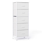 JIOABL 5-Drawer Fabric Dresser with Metal Frame and Wooden Top TV Stand - Perfect for Clothes, Living Room, Hallway, Entryway