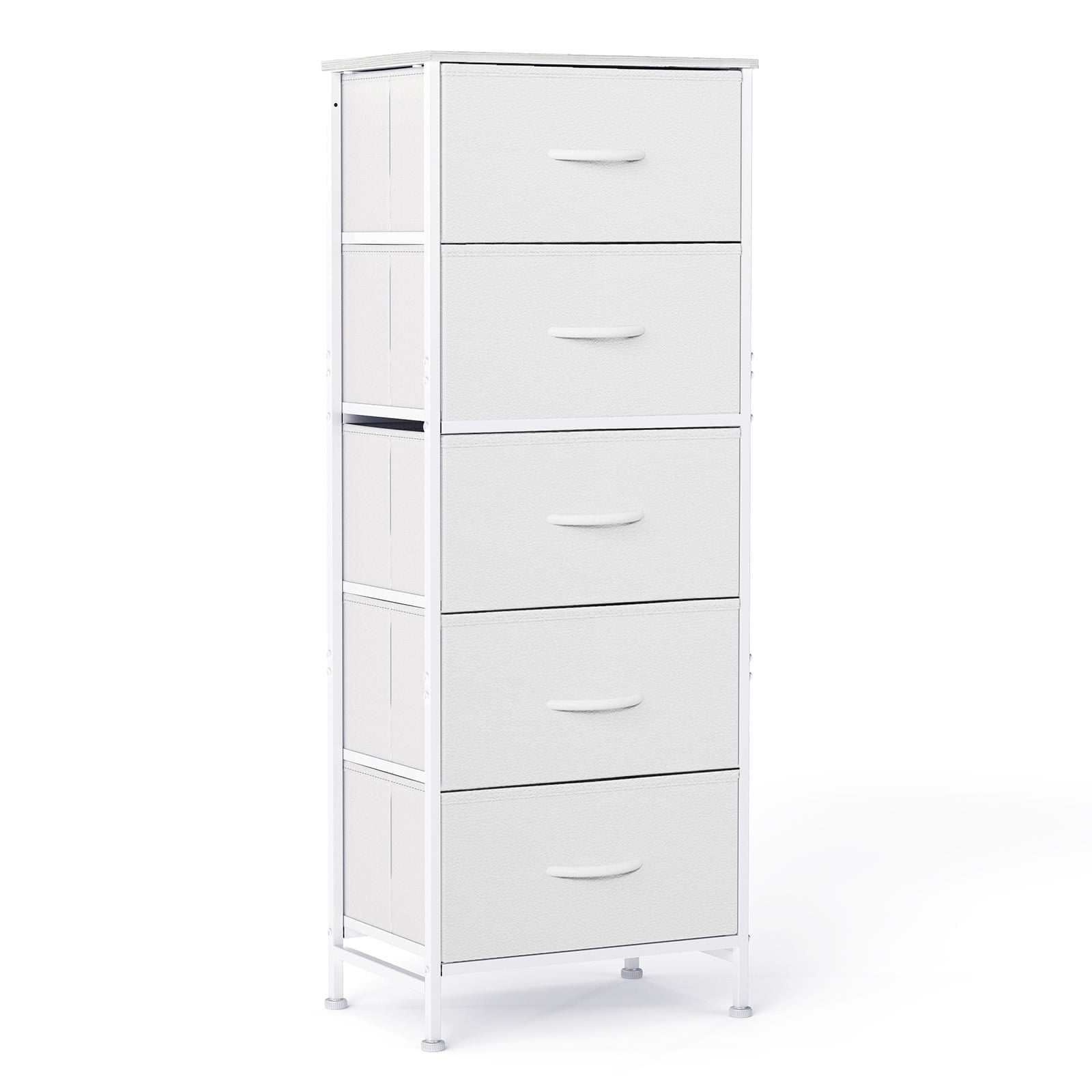 JIOABL 5-Drawer Fabric Dresser with Metal Frame and Wooden Top TV Stand - Perfect for Clothes, Living Room, Hallway, Entryway