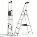 JIOABL Aluminum Folding Ladder, 330 lbs Capacity with Wide Non-Slip Steps, Steel Platform, Slim Fold Design