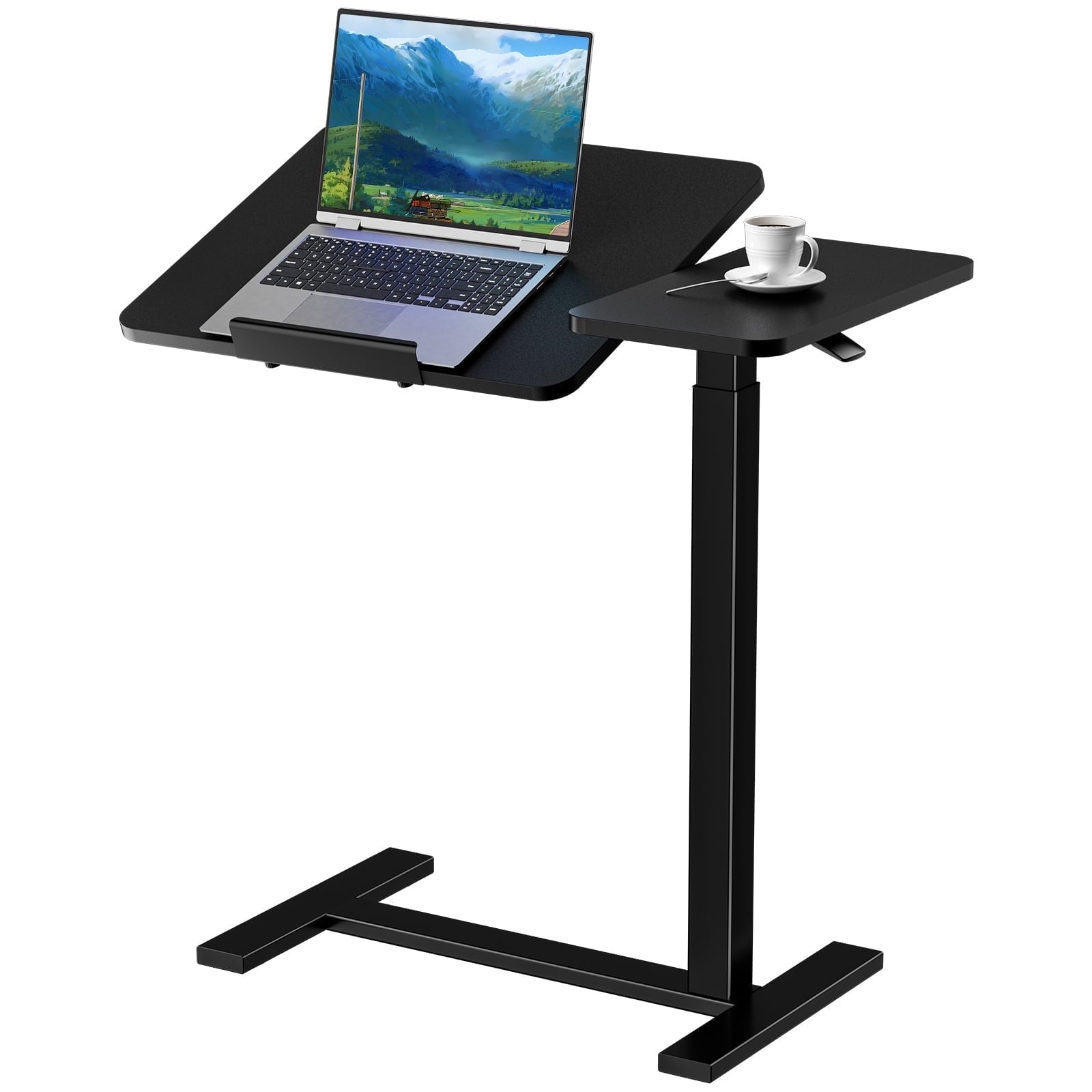 JIOABL Adjustable Overbed Bedside Table with Hidden Wheels for Hospital