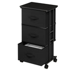 JIOABL Dresser Storage with 3 Drawers, Fabric Tower, Vertical Storage Unit with Wheels & Adjustable Handles for Bedroom, Closet, Office