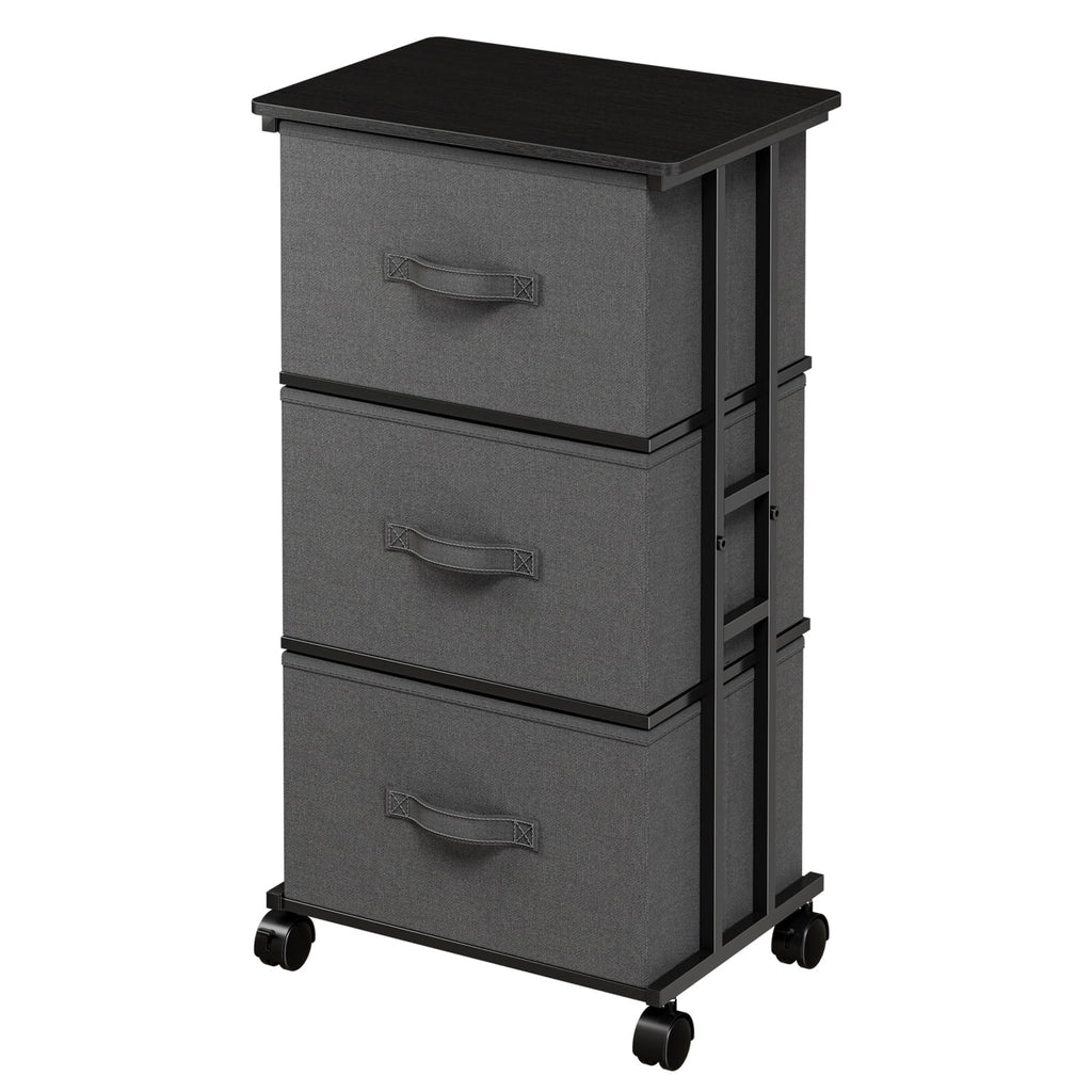 JIOABL Dresser Storage with 3 Drawers, Fabric Tower, Vertical Storage Unit with Wheels & Adjustable Handles for Bedroom, Closet, Office