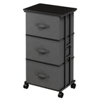 JIOABL Dresser Storage with 3 Drawers, Fabric Tower, Vertical Storage Unit with Wheels & Adjustable Handles for Bedroom, Closet, Office