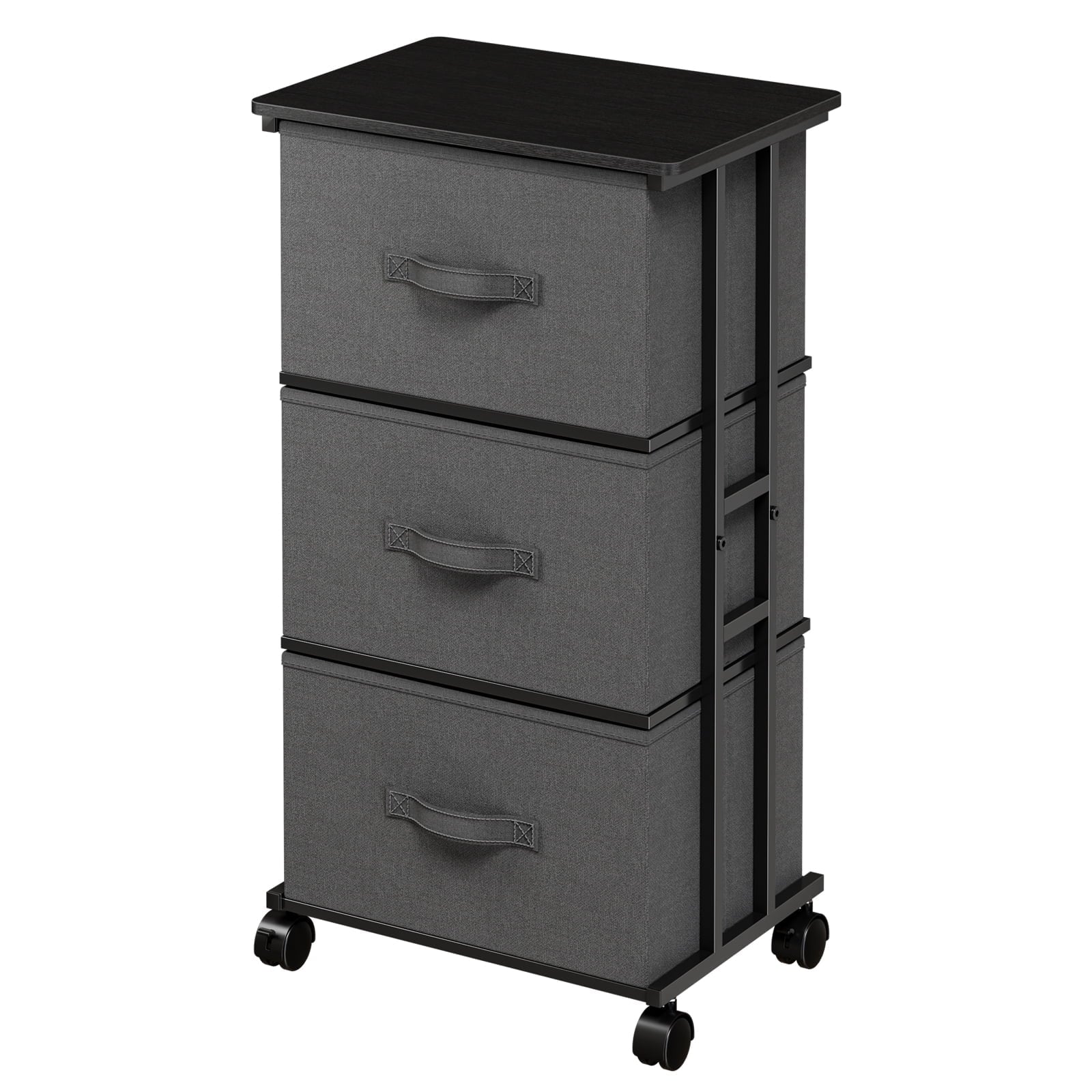 JIOABL Dresser Storage with 3 Drawers, Fabric Tower, Vertical Storage Unit with Wheels & Adjustable Handles for Bedroom, Closet, Office