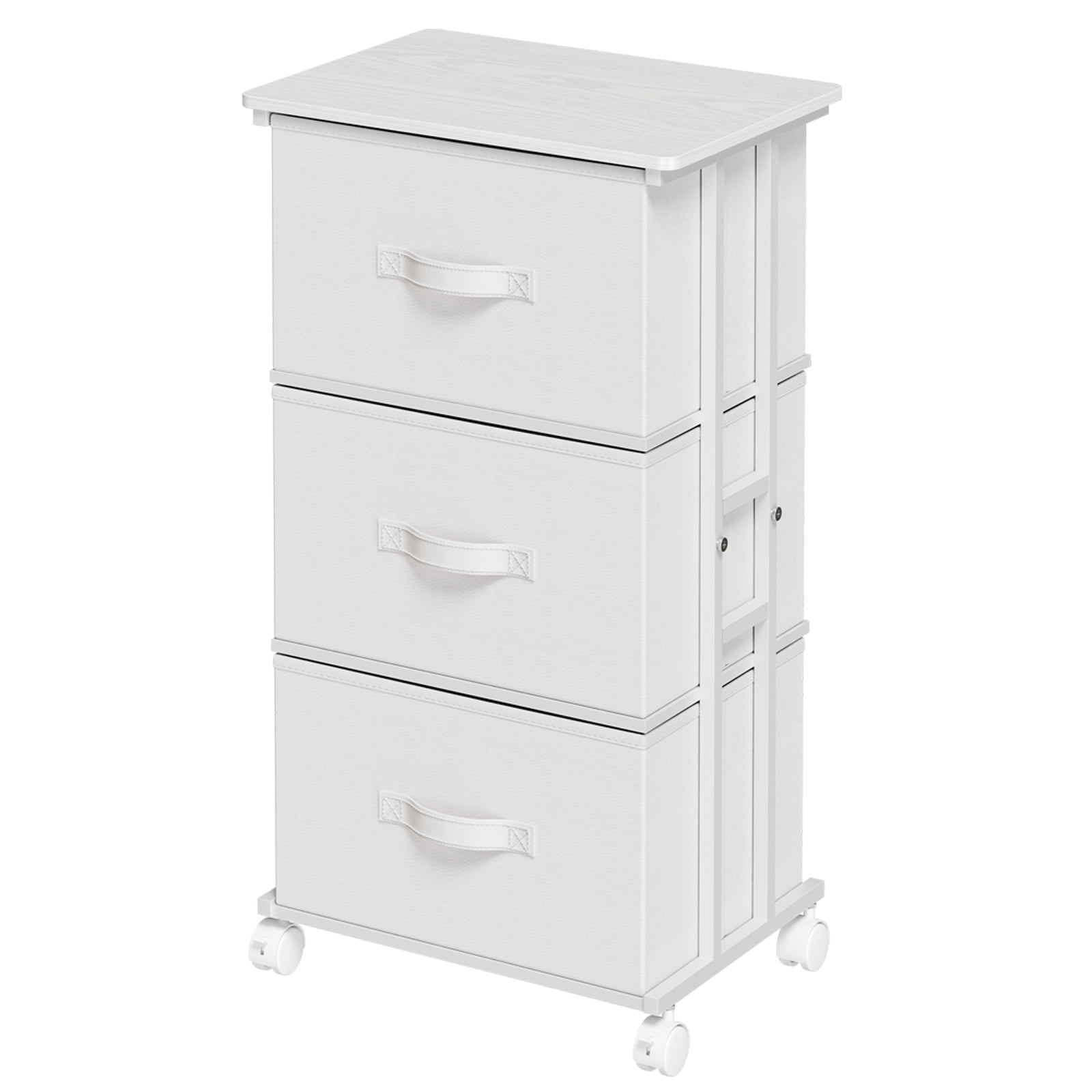JIOABL Dresser Storage with 3 Drawers, Fabric Tower, Vertical Storage Unit with Wheels & Adjustable Handles for Bedroom, Closet, Office
