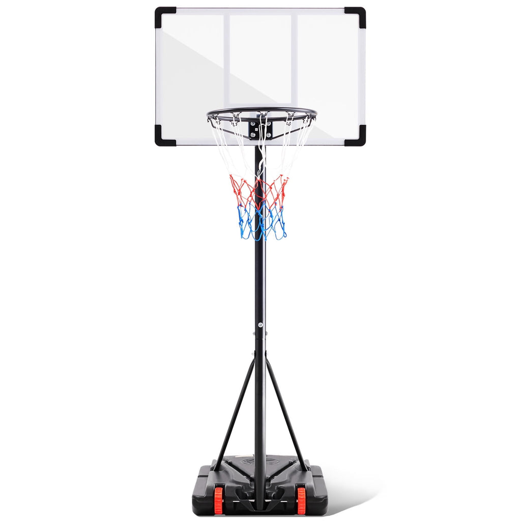 JIOABL Kids Basketball Hoop, Adjustable 5.1-8.5ft Portable Goal for Indoors/Outdoors with Enlarged Base, PC Backboard