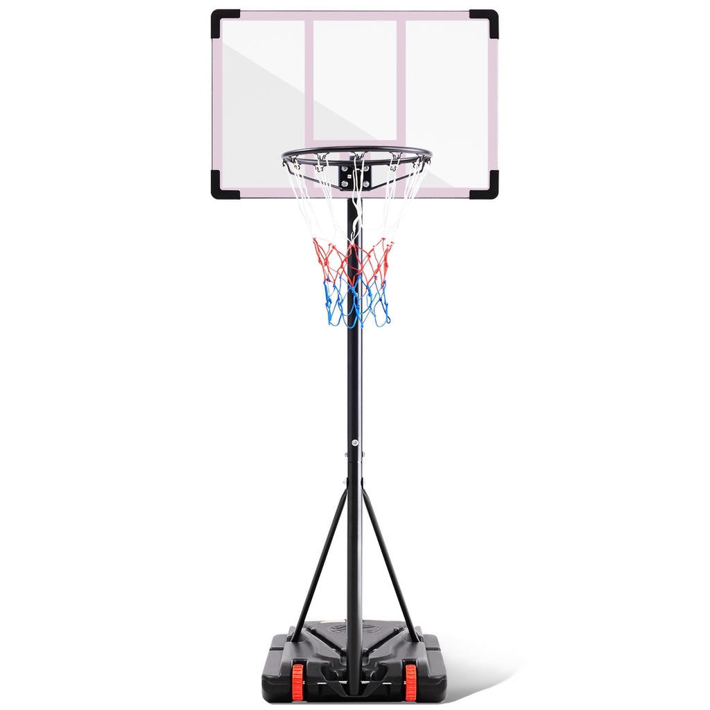 JIOABL Kids Basketball Hoop, Adjustable 5.1-8.5ft Portable Goal for Indoors/Outdoors with Enlarged Base, PC Backboard