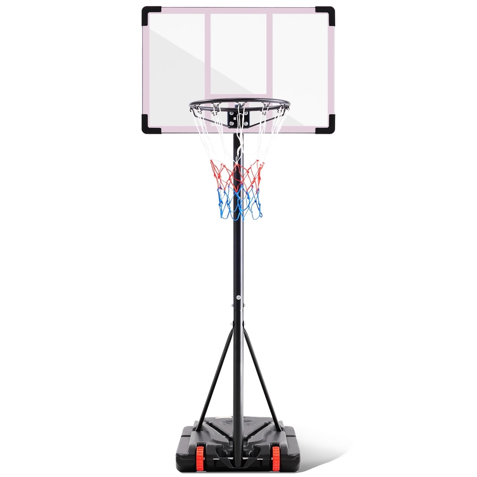 JIOABL Kids Basketball Hoop, Adjustable 5.1-8.5ft Portable Goal for Indoors/Outdoors with Enlarged Base, PC Backboard