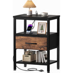 JIOABL Nightstand with USB & Type-C Charging, Fabric Drawers, Metal Frame