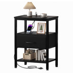 JIOABL Nightstand with USB & Type-C Charging, Fabric Drawers, Metal Frame