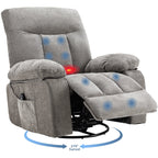 JIOABL Swivel Rocker Recliner Chair with Massage and Heat, Adjustable Recline, Chenille Fabric