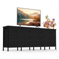 JIOABL TV Stand with 12 Fabric Drawers, Metal Frame Storage Stand with Adjustable feet and Anti-Tip