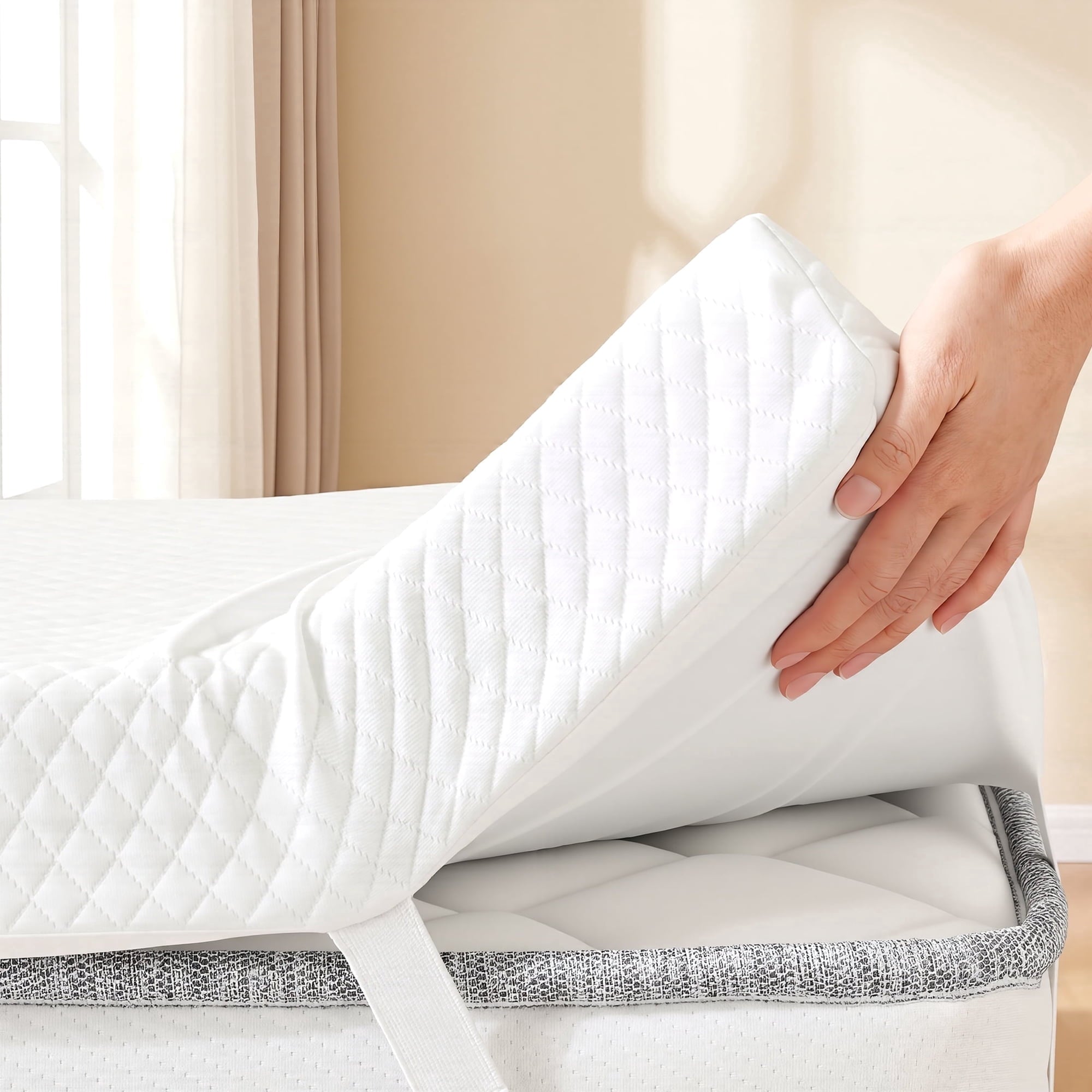 JIOABL Cooling Gel Memory Foam Mattress Topper for Relieve Back Pain, Ventilated Design, CertiPUR-US Certified, Removable Plush Cover