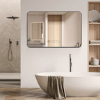 MCQ  Shatterproof Bathroom Mirror with Black Metal Frame - Tempered Glass, 2 Sided, Anti-Rust for Vanity Wall Decor