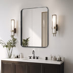 MCQ  Shatterproof Bathroom Mirror with Black Metal Frame - Tempered Glass, 2 Sided, Anti-Rust for Vanity Wall Decor